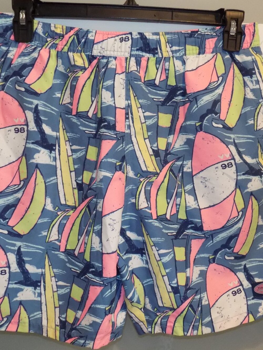 Vineyard Vines Lined Sailboat Print Swim Trunks Size S Men's